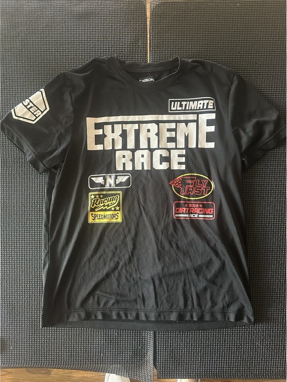 Y2K Extreme Race Mesh Jersey Shirt Large Black Moto Racing Graphic Tee